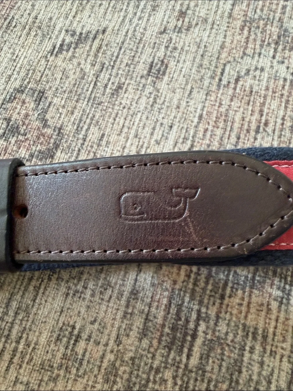 Vineyard Vines Pink Canvas Kids Belt with Brown Leather and Gold Buckle